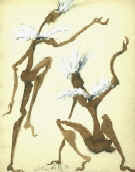 "Danse de plumes", 40 x 50 cm, lavis et craie