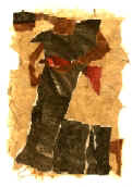 "L'oiseau rouge", INDISPONIBLE, 40 x 50 cm, acrylique, encre et papier coll