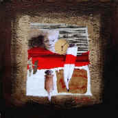"La pendule", INDISPONIBLE, 40 x 40 cm, acrylique, crayon, encre et collage sur toile