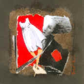 "Marionnette", 18,5 x 18,5 cm, acrylique, crayon, encre et collage sur carton